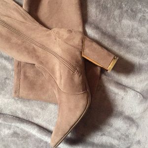 Suede thigh high boots